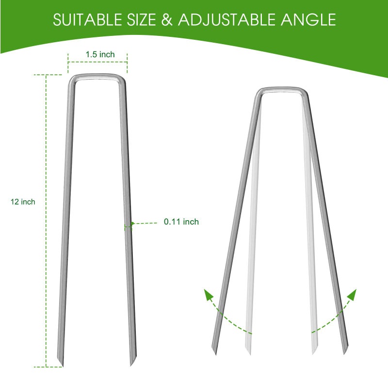 UPMCT 12 Inch Galvanized Garden Landscape Staples Stakes  25 50 100 PCS Anti-Rust Garden Staples U-Shaped Landscape Pins for Secure Lawn Fabric (25  12 Inch) - Image 2